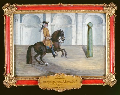 A Spanish horse of the Spanish Riding School performing a dressage movement by Baron Reis Eisenberg