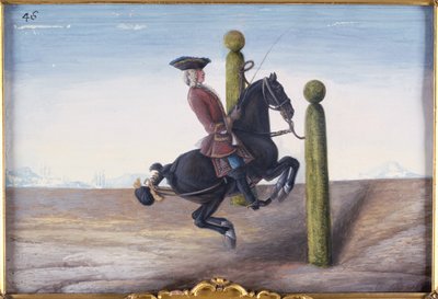 No. 46 A Bay Horse of the Spanish Riding School Performing a Dressage Movement Called the Croupade by Baron Reis Eisenberg