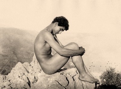 Study of a Male Nude on a Rock, Taormina, Sicily by Baron Wilhelm von Gloeden