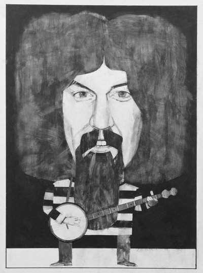 Portrait of Billy Connolly, illustration for The Listener, 1970s by Barry Fantoni