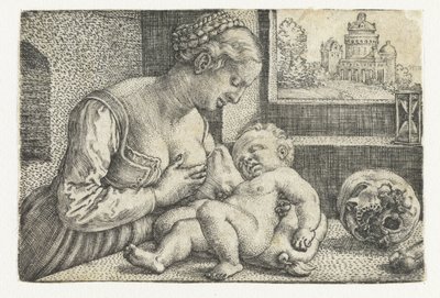 Mary with Child at Breast and Skull by Barthel Beham