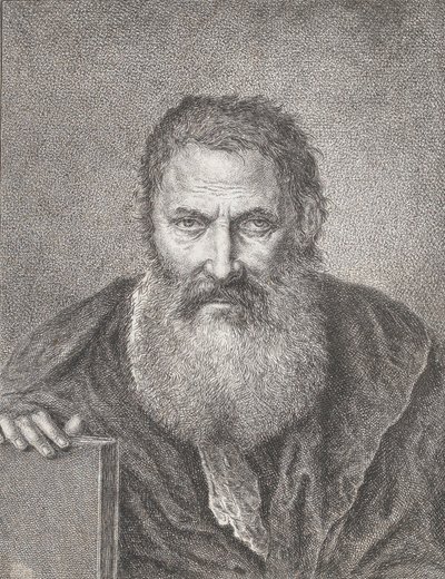Portrait of a bearded man holding a book by Bartholomaeus Ignaz Weiss