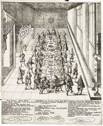 Festive meal on the occasion of the pledge of allegiance received by Ferdinand IV, King of the Romans, King of Hungary, and King of Bohemia on 5 September 1651 in Vienna by Bartholomäus Kilian