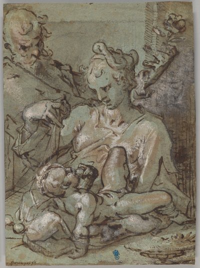 The Holy Family with Saint Joseph Holding the Rose by Bartholomaeus Spranger
