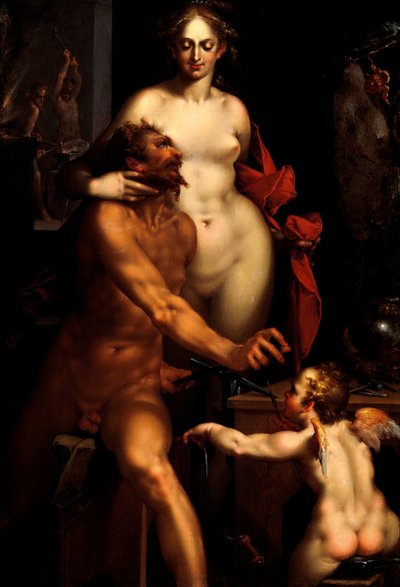 Venus in the forge of Vulcan, Jupiter and Antiope by Bartholomaeus Spranger