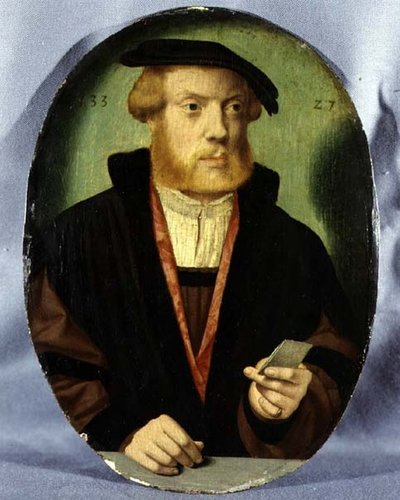 Portrait of a Young Man Wearing a Fur Lined Cape by Bartholomaeus the Elder Bruyn