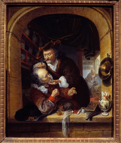 A doctor makes a small bleeding to treat his patient