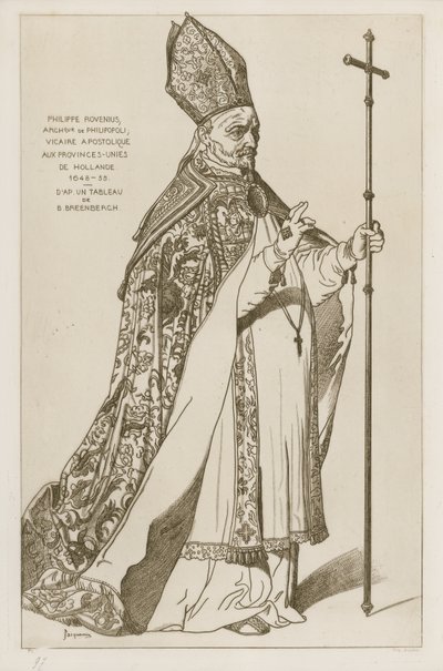 Philippe Rovenius, Archeveque de Philipopoli, vicair apostolique, aux provinces-unies de Hollande, 1648-55. After a painting by B Breenbergh by Bartholomeus Breenbergh