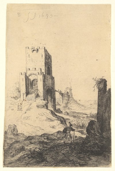 View of Ponte Mammolo, a Bridge in the Background, a Tower with Ramp in the Middle Ground by Bartholomeus Breenbergh