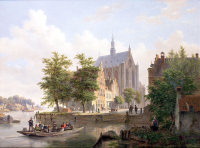 Ferry Crossing a Canal in Haarlem by Bartholomeus Johannes van Hove