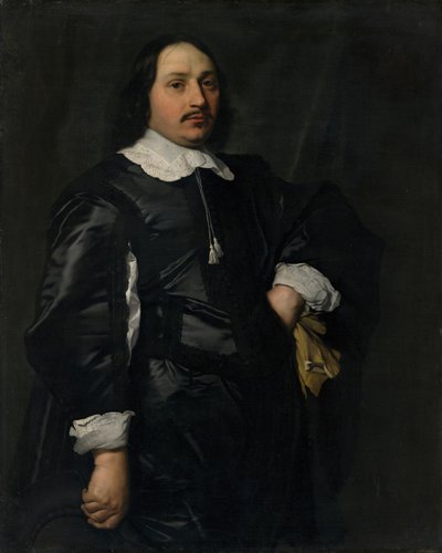 Portrait of a Gentleman in Black Satin Doublet by Bartholomeus van der Helst