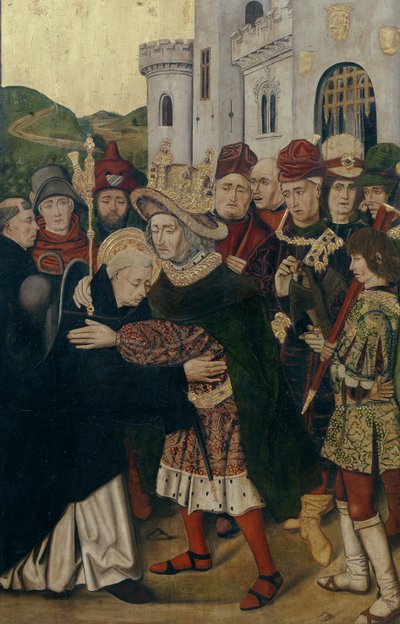 King Ferdinand I of Castile Welcomed Saint Dominic of Silos by Bartolomé Bermejo