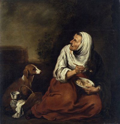 Old Woman with Dog by Bartolomé Esteban Murillo