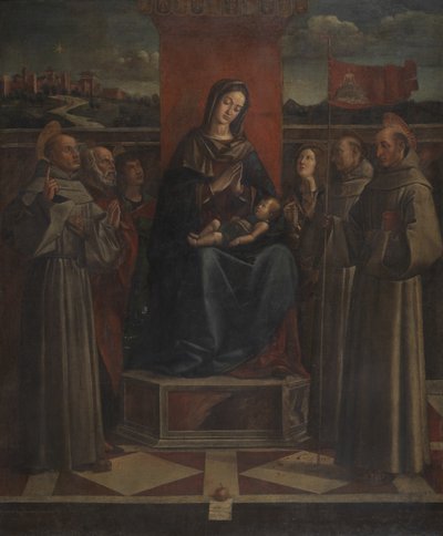 Virgin and Child Enthroned with Six Saints by Bartolomeo (attr. to) Montagna