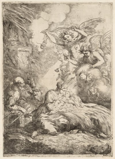 The Holy Family Adored by Angels The Large Nativity by Bartolomeo Biscaino