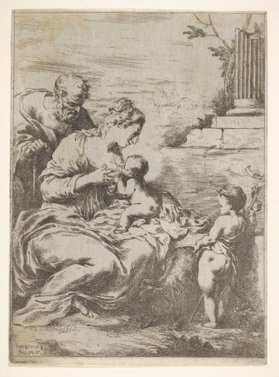 The Holy Family with the Infant St. John the Baptist at Right by Bartolomeo Biscaino