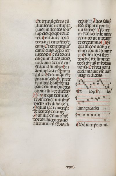 Missale: Fol. 128v: Contains Music for Hely Hely Lama etc. within St. Mattion Passion by Bartolomeo Caporali