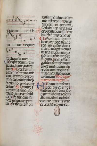 Missale: Fol. 129: contains music for Hely Hely Lama etc. within St. Mattion Passion by Bartolomeo Caporali