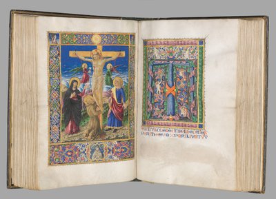 Missale: Fol. 185v: Crucifixion with borders full page by Bartolomeo Caporali