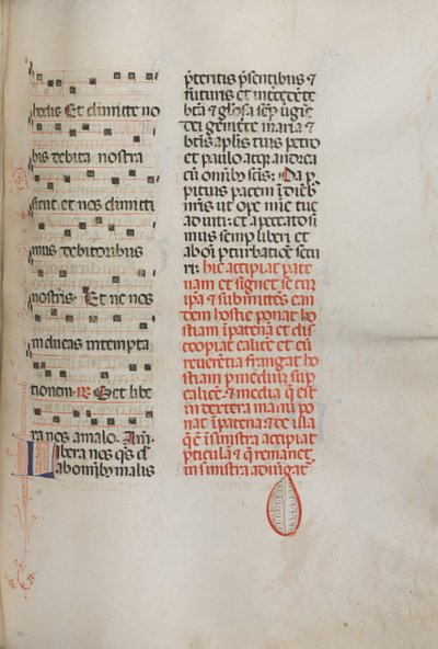 Missale: Fol. 190: Music for various prayers by Bartolomeo Caporali