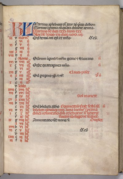 Missale: Fol. 4r: March Calendar Page by Bartolomeo Caporali