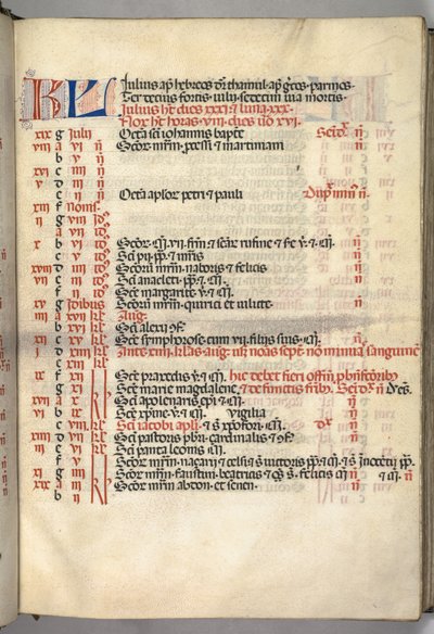 Missale: Fol. 6r: July Calendar Page by Bartolomeo Caporali