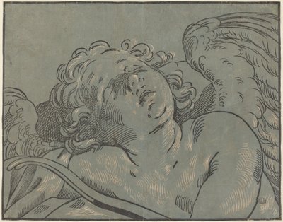 Cupid Asleep by Bartolomeo Coriolano after Guido Reni