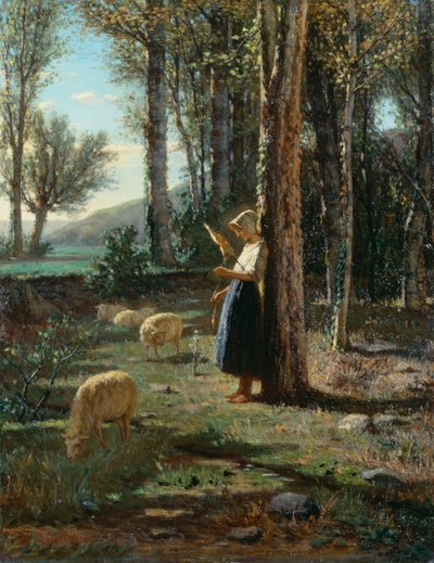 Shepherdess with Flock of Sheep by Bartolomeo Giuliano