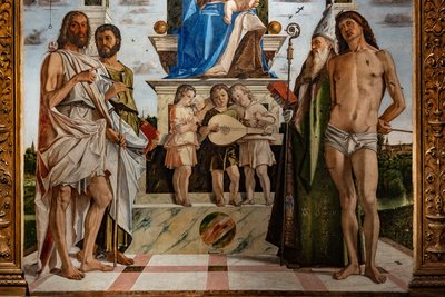 Enthroned Madonna with Infant Jesus among Saints (detail) by Bartolomeo Montagna