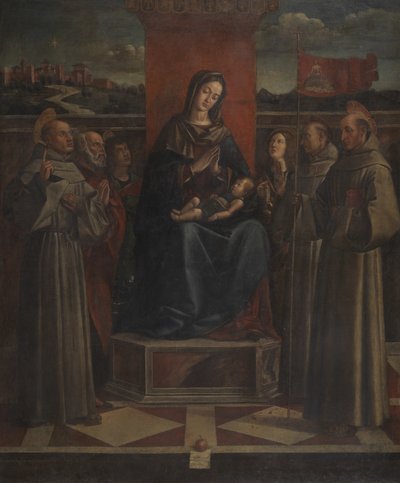 Virgin and Child Enthroned with Six Saints by Bartolomeo Montagna