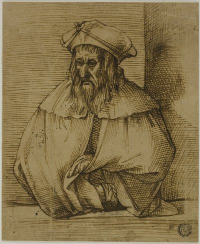 Half-Length Sketch of a Gentleman Wearing Hat and Cape by Bartolomeo Passarotti