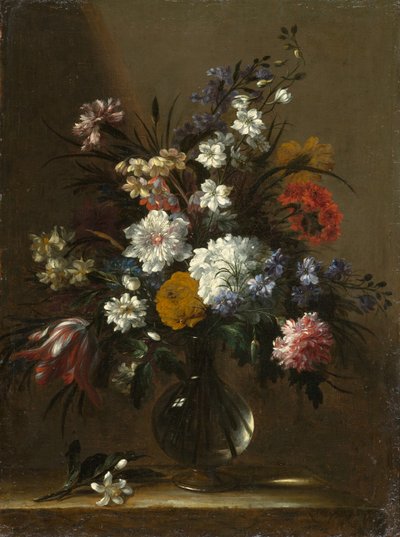 A Vase of Flowers on a Table by Bartolomeo Perez