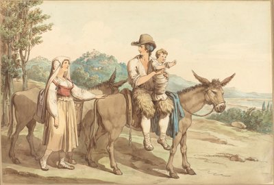 A Peasant Family and Two Donkeys by Bartolomeo Pinelli