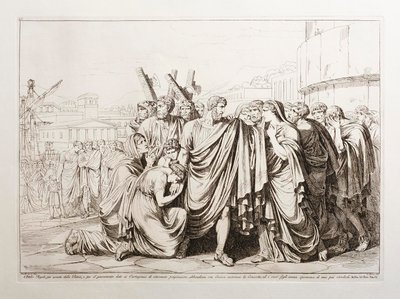 Attilio Regolo, for the Love of His Country, and for the Oath Given to the Carthaginians to Return as Prisoner, Abandons His Consort with Heroic Constancy, and His Children with No Hope of Ever Seeing Them Again by Bartolomeo Pinelli
