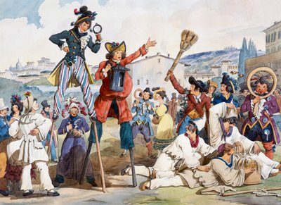 Carnival in Rome, by Bartolomeo Pinelli (1781-1835) by Bartolomeo Pinelli