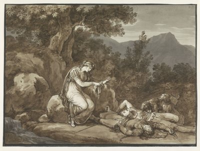Colma Lamenting the Death of Salgar and Her Brother by Bartolomeo Pinelli