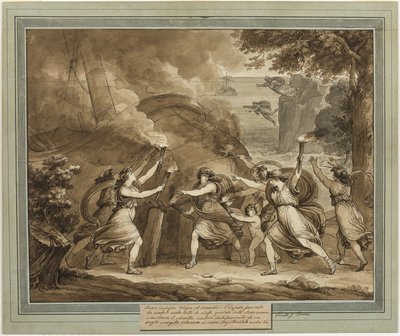 Cupid Advises Calypso to Set Fire to Mentor’s Ship, from The Adventures of Telemachus, Book 7 by Bartolomeo Pinelli