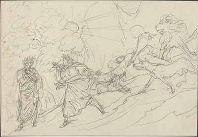 Dante Flees the Wild Beasts and Meets Virgil by Bartolomeo Pinelli