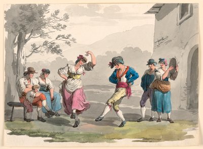 Saltarello Romano, Dancing Peasants In The Neighborhood of Rome, 1807-08 by Bartolomeo Pinelli