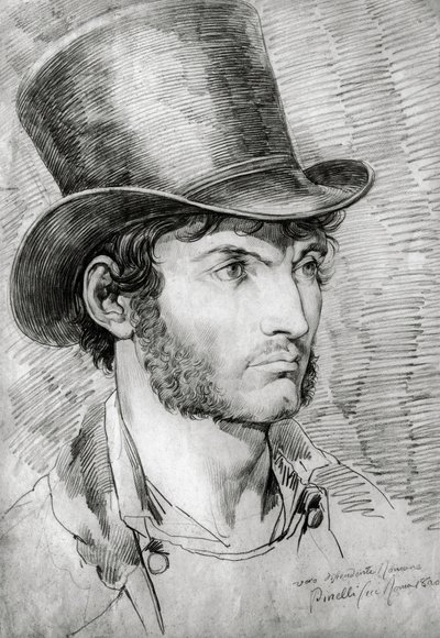 Male Portrait (True Roman), Drawing by Bartolomeo Pinelli (1781-1835) by Bartolomeo Pinelli