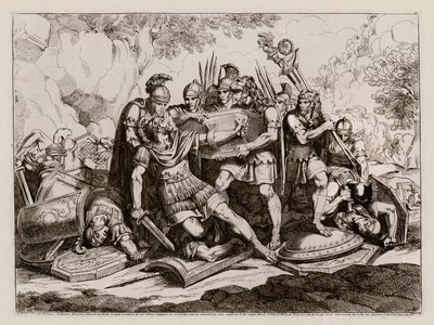 Marcus Calpurnius Flamma found alive beneath the bodies of his comrades killed by the Carthaginians by Bartolomeo Pinelli