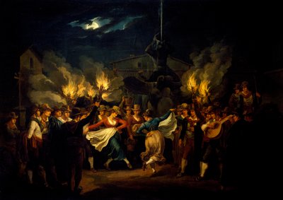 Nocturnal Dance in Piazza Barberini After Harvest by Bartolomeo Pinelli