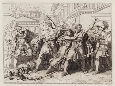 Philodamus and his son defending Philodamus