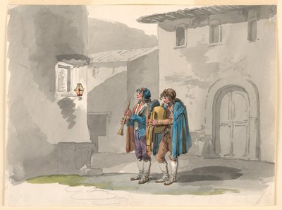 "Pifferari," Two Pipers from the Abruzzi in Rome by Bartolomeo Pinelli