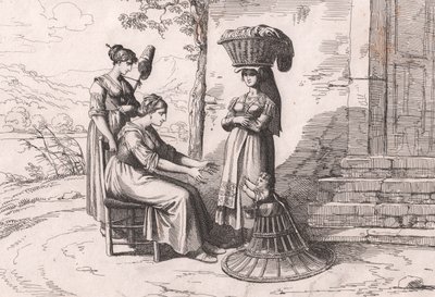 Roman Women in Traditional Costumes, etching by Bartolomeo Pinelli