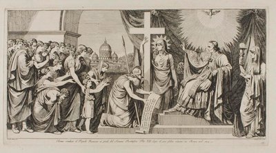 Rome Leads the Roman People to Pius VII after His Return to Rome 1814 by Bartolomeo Pinelli