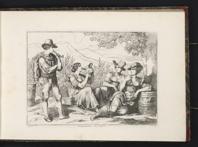 Resting wine drinkers by Bartolomeo Pinelli