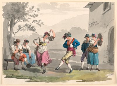 "Saltarello Romano," Dancing Peasants In The Neighborhood of Rome by Bartolomeo Pinelli