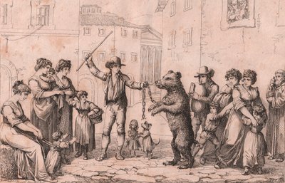 The Bear Dance in Rome, Etching by Bartolomeo Pinelli by Bartolomeo Pinelli