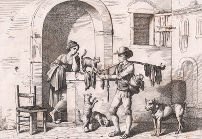 The Carnacciaro, Street Vendor of Cat Meat, Etching by Bartolomeo Pinelli by Bartolomeo Pinelli